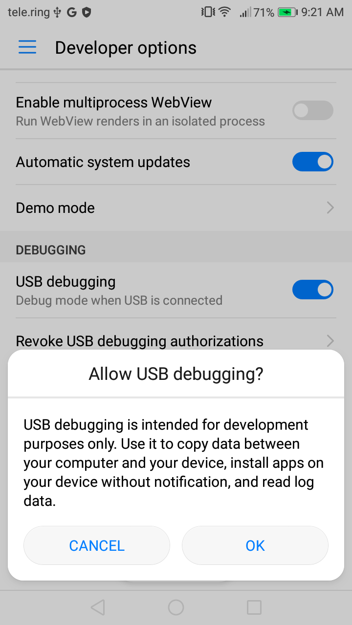 Abb. 1. allow usb debugging